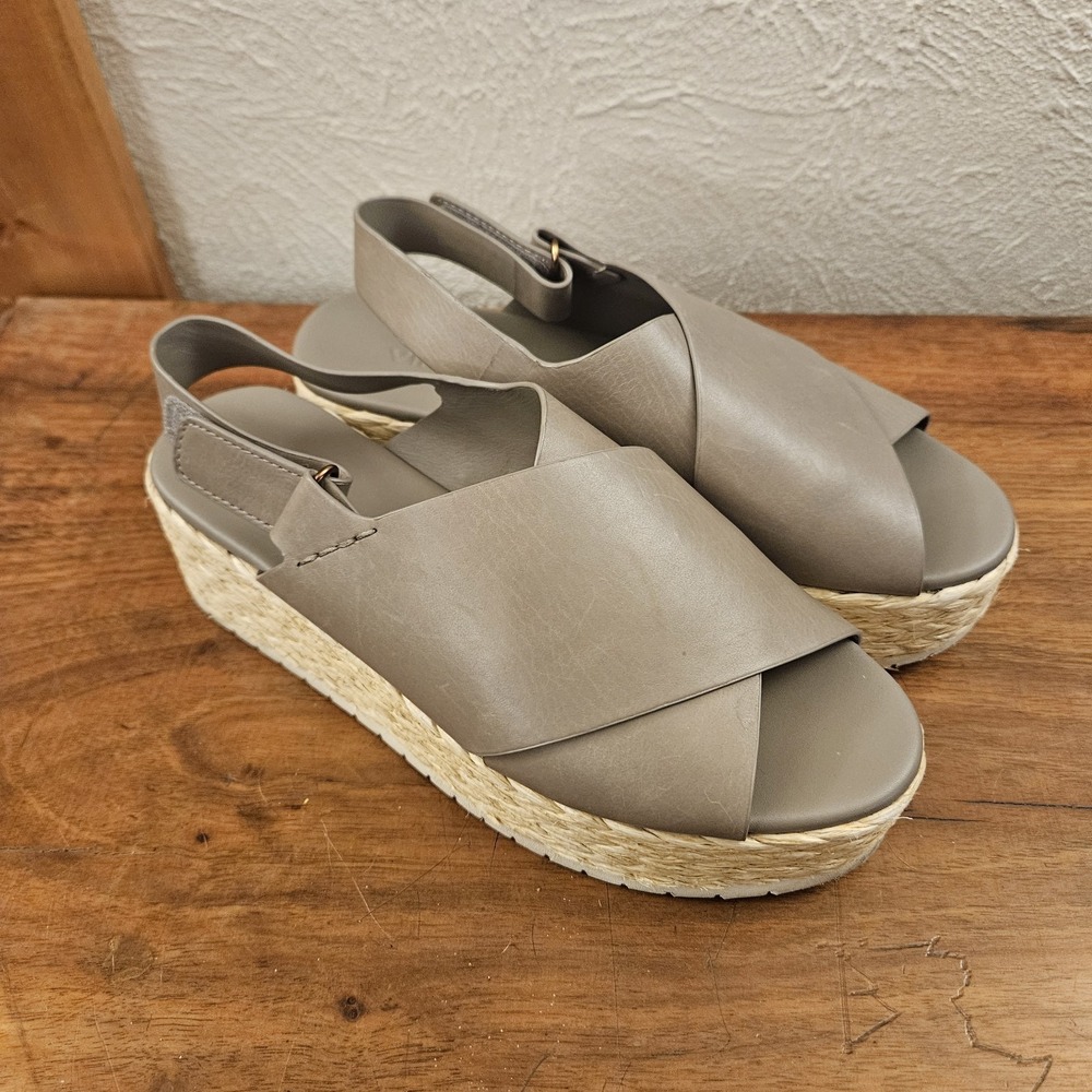 Vince Women's Jesson Platform Espadrille Sandals US Size 6M EUR Size 36 Gray Tan